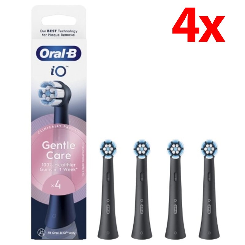 Oryginalna końcówka szczoteczki ORAL-B IO Gentle Care (4 szt.) (Delikatna pielęgnacja) Czarny