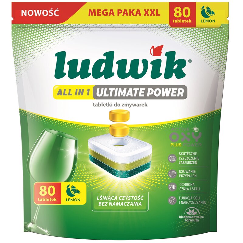 Tabletki do zmywarek LUDWIK All In One Ultimate Power Lemon - 80 szt.