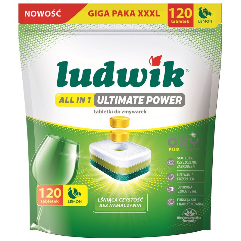 Tabletki do zmywarek LUDWIK All In One Ultimate Power Lemon - 120 szt.