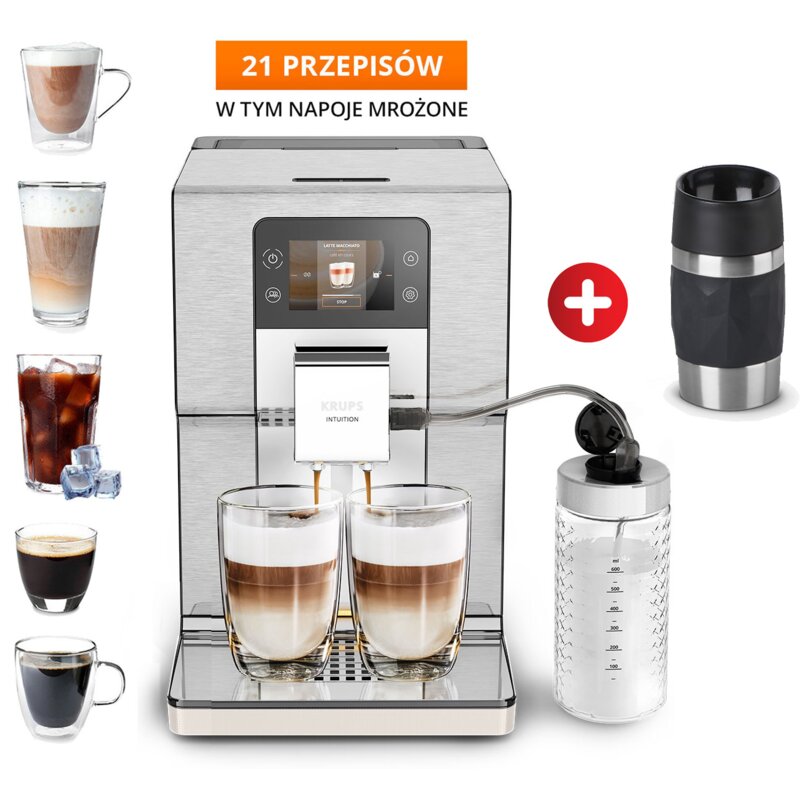 Ekspres KRUPS Intuition Experience+ EA877A z kubkiem termicznym Kawa mrożona