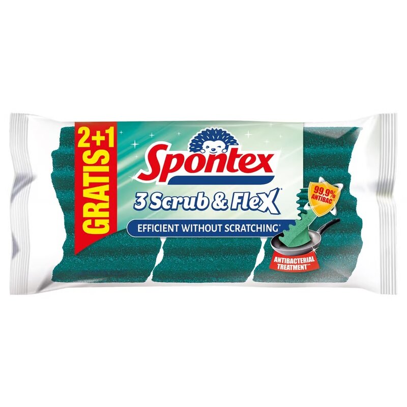 Zmywak kuchenny SPONTEX Scrub and Flex 99091 (3 sztuki)