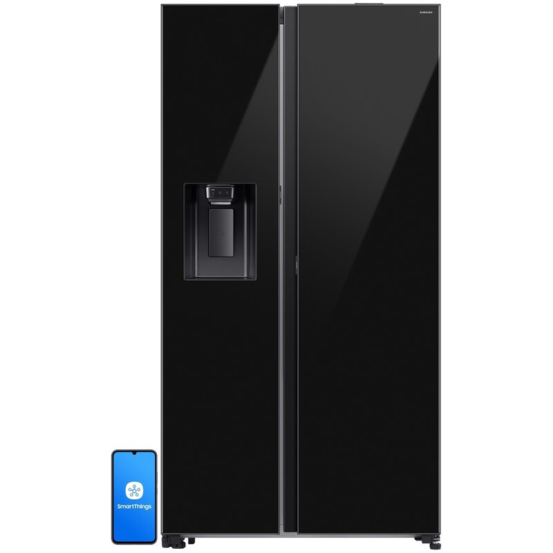 Chłodziarko-zamrażarka Side by SAMSUNG RS80F64JEBEO Czarne szkło