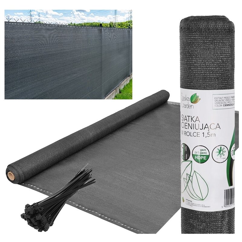 Siatka SASKA GARDEN 110G/M2 1.5 x 25 m Ciemnoszary