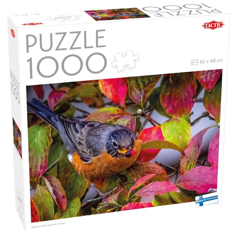 Puzzle TACTIC Lovers Rudzik w jesiennych liściach 60473 (1000 elementów)