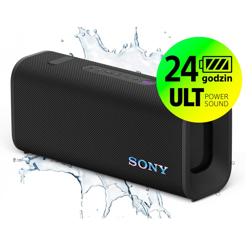Głośnik mobilny SONY ULT Field 3 Bateria 24 godz. Szybkie ładowanie, 7 pasmowy EQ, IP67, Aplikacja Sony Sound Connect, Czarny