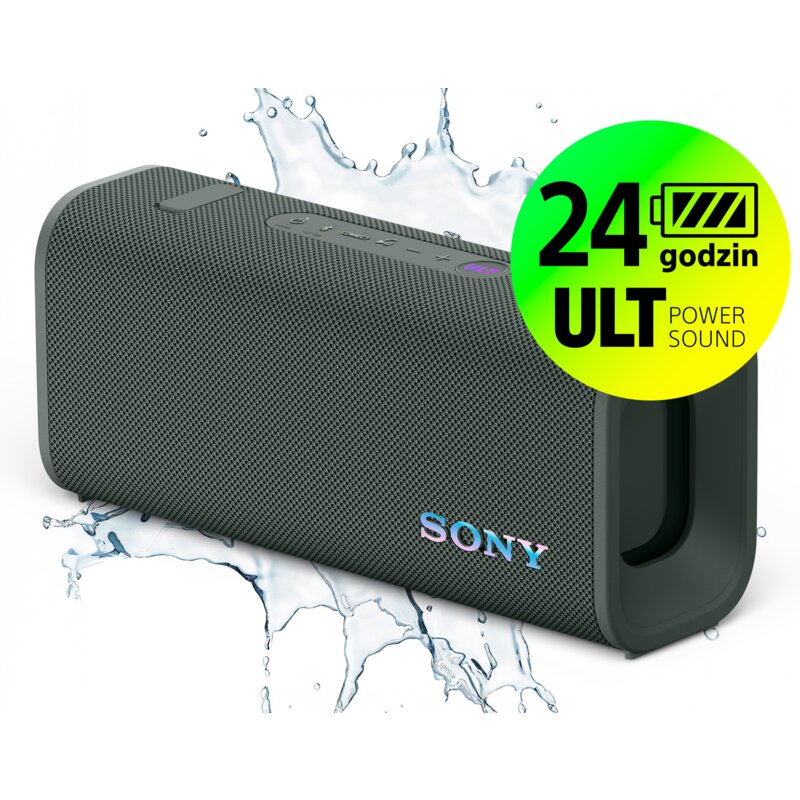 Głośnik mobilny SONY ULT Field 3 Bateria 24 godz. Szybkie ładowanie, 7 pasmowy EQ, IP67, Aplikacja Sony Sound Connect, Zielony