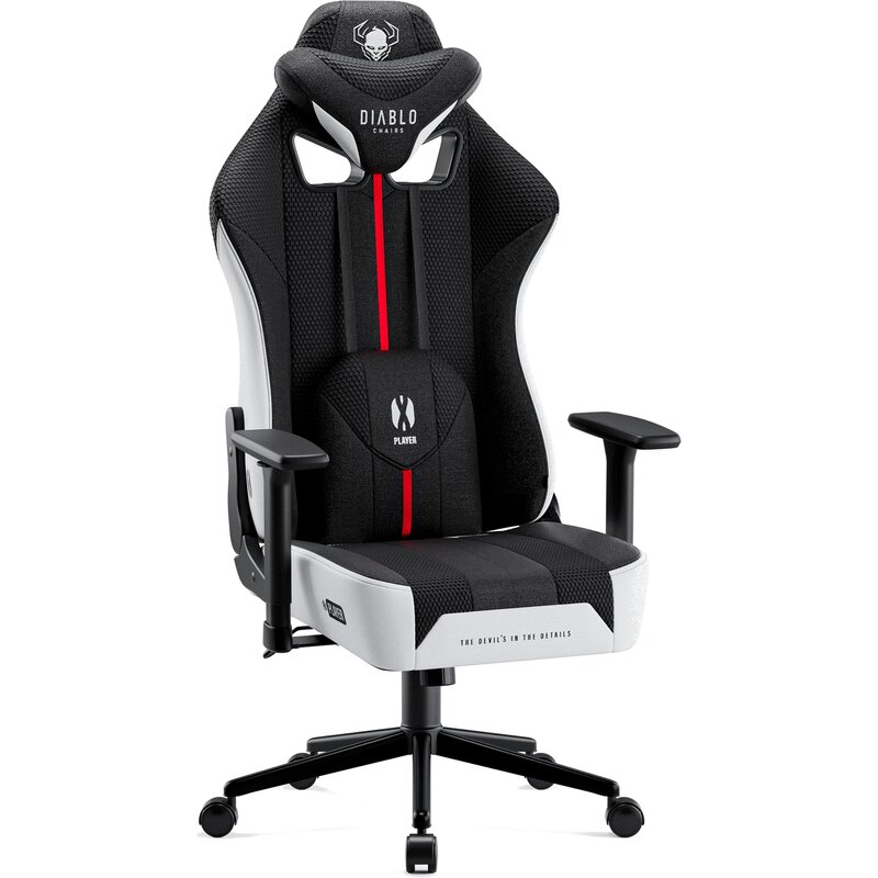 Diablo Chairs X-Player 2.0 Small do 90kg Skóra ECO Tkanina Biało-czarny