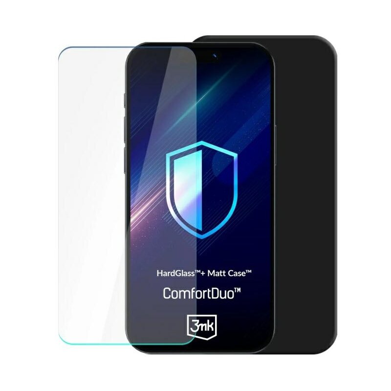 Etui 3MK ComfortDuo Matt do Apple iPhone 16e Czarny + szkło hartowane