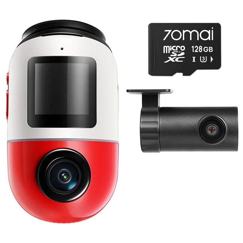 Wideorejestrator 70MAI X800 4K Omni Set Czerwony + kamera tylna 70MAI RC14 + karta 70mai SD 128GB