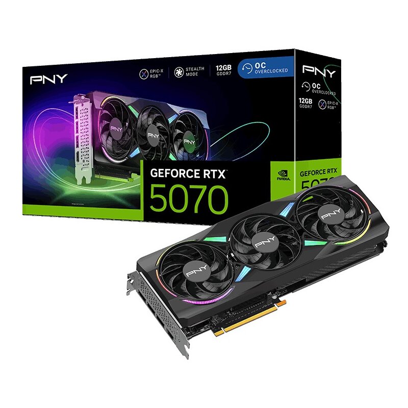 Karta graficzna PNY GeForce RTX 5070 ARGB Epic-X RGB OC Triple Fan 12GB DLSS 4.5