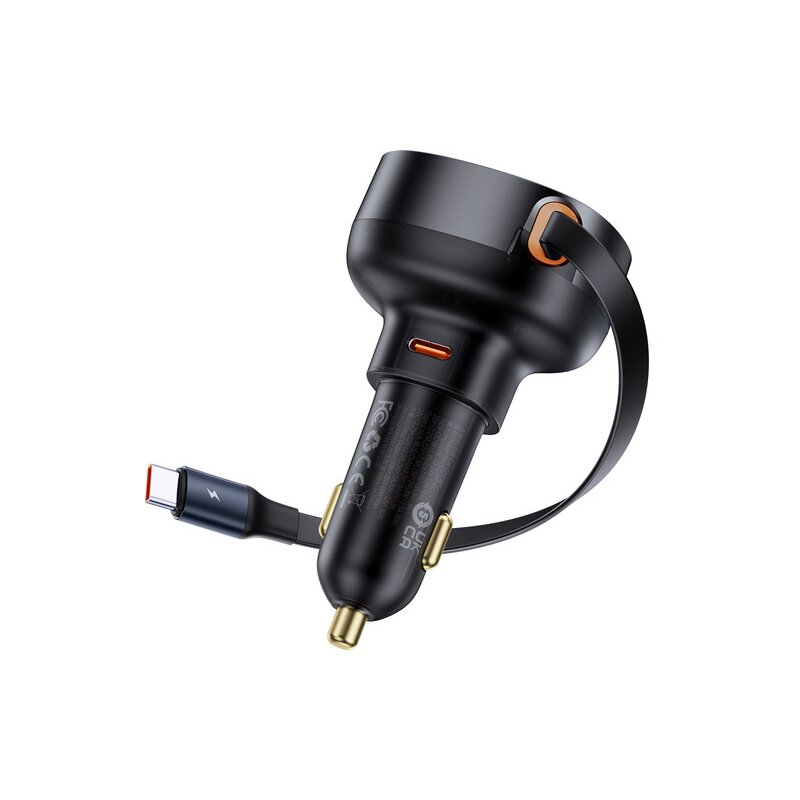Ładowarka samochodowa BASEUS Enjoyment Retractable Pro 60W Czarny