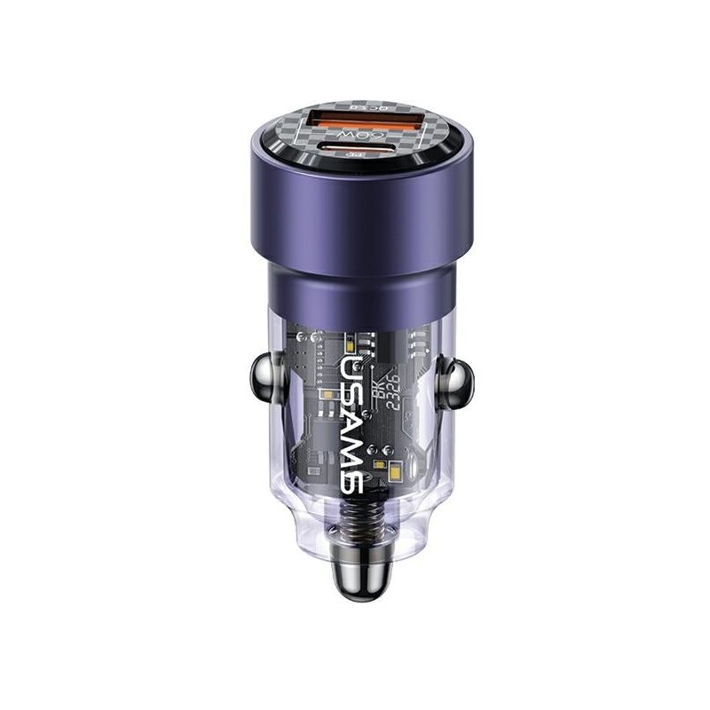 Ładowarka samochodowa USAMS C39 60W Fast Charge Fioletowy