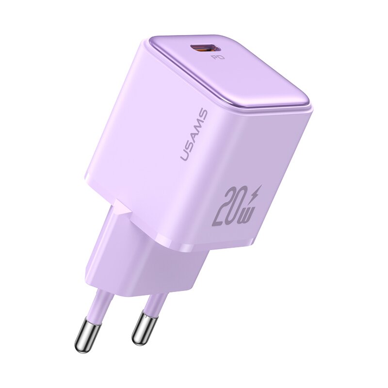 USAMS 1xUSB-C PD 20W PD3.0 Fast Charging Purpurowy