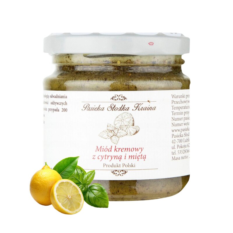 Miód kremowy z cytryną i miętą PASIEKA SŁODKA KRAINA (250 g)