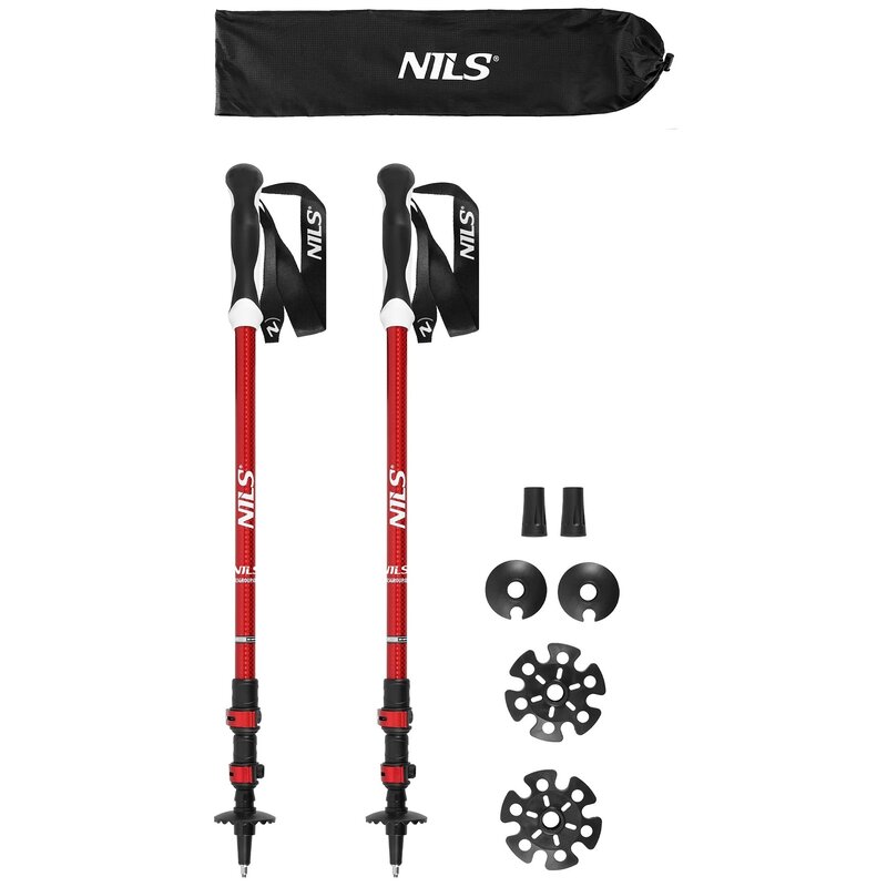 Kijki trekkingowe NILS TK8601 (65 - 135 cm) Czerwony