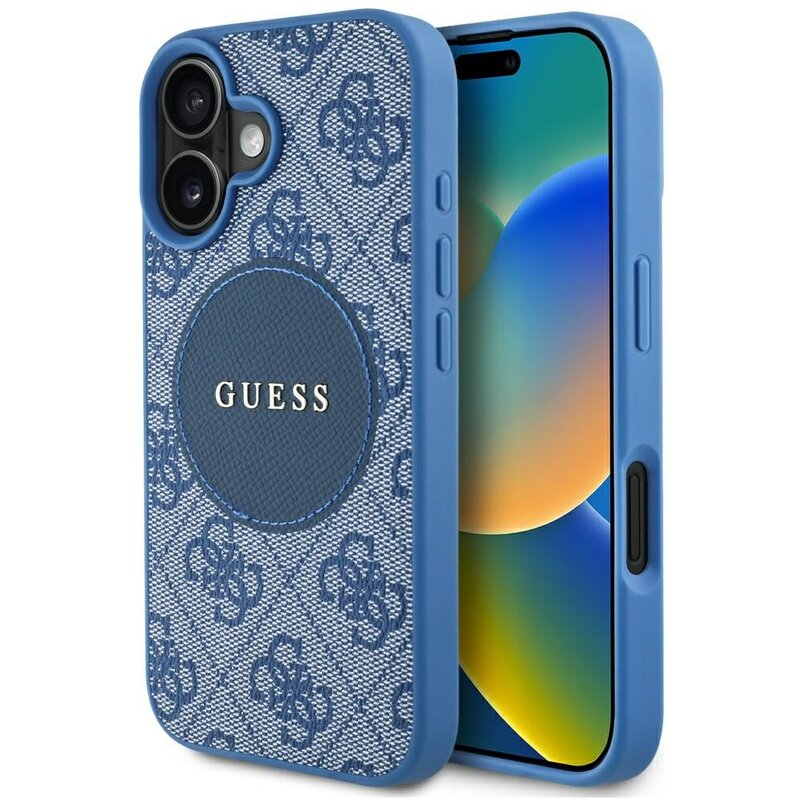 Etui GUESS 4G Circle Classic Logo MagSafe do Apple iPhone 16 Niebieski