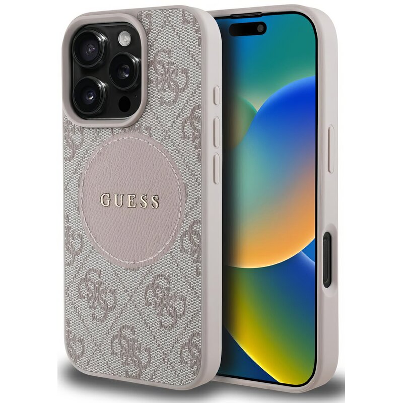 Etui GUESS 4G Circle Classic Logo MagSafe do Apple iPhone 16 Pro Max Różowy