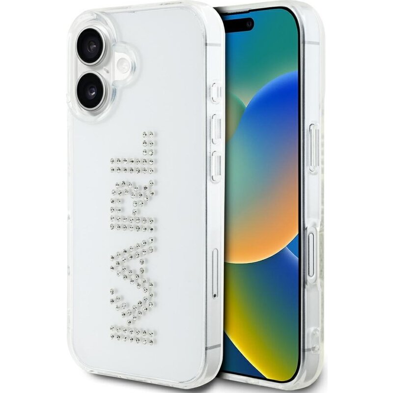 Etui KARL LAGERFELD IML Rhinestones Logo do Apple iPhone 16 Przezroczysty