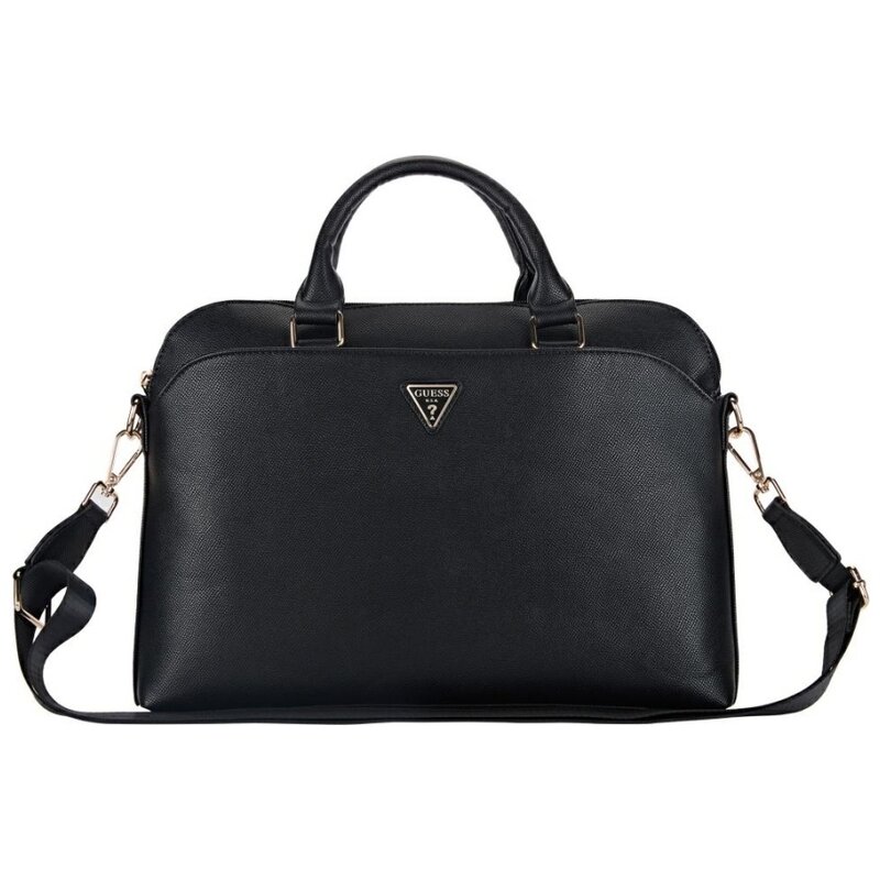 Torba GUESS Grained Zipper Pocket Triangle Logo 15 cali Czarny