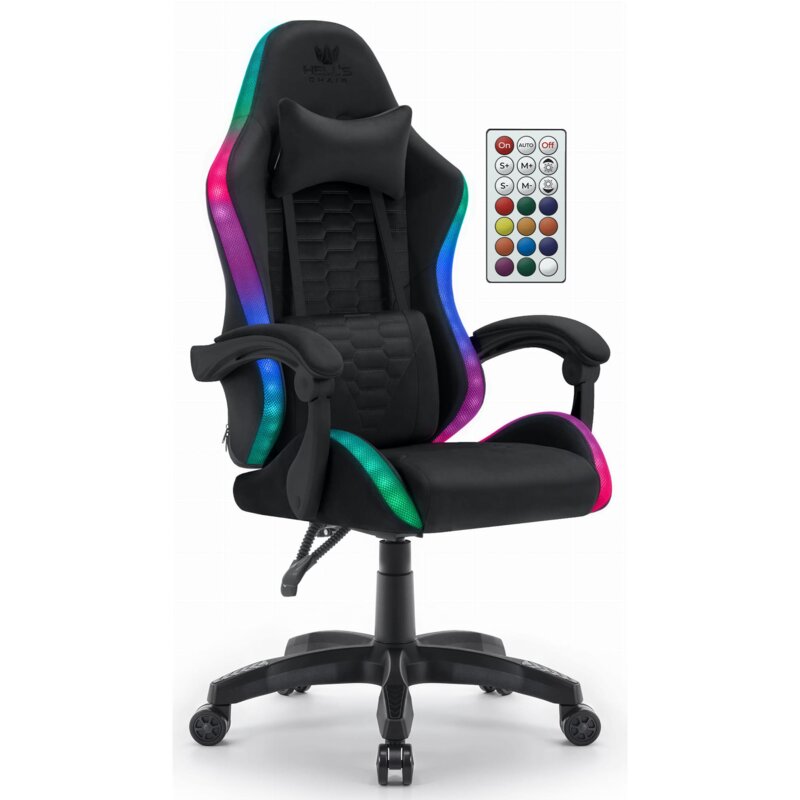 Fotel gamingowy HELL'S CHAIR HC-1000 LED RGB Czarny