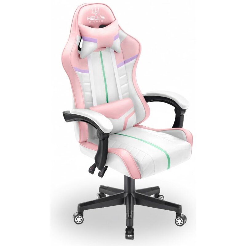Fotel gamingowy HELL'S CHAIR HC-1004 Kids Różowo-biały