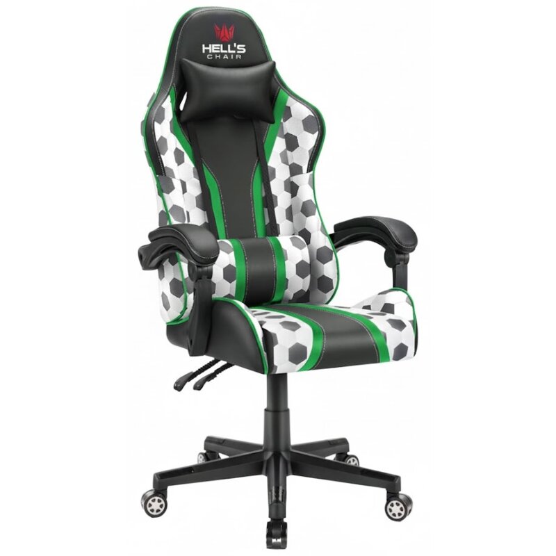 Fotel gamingowy HELL'S CHAIR HC-1005 Kids Piłka Nożna Czarno-zielony