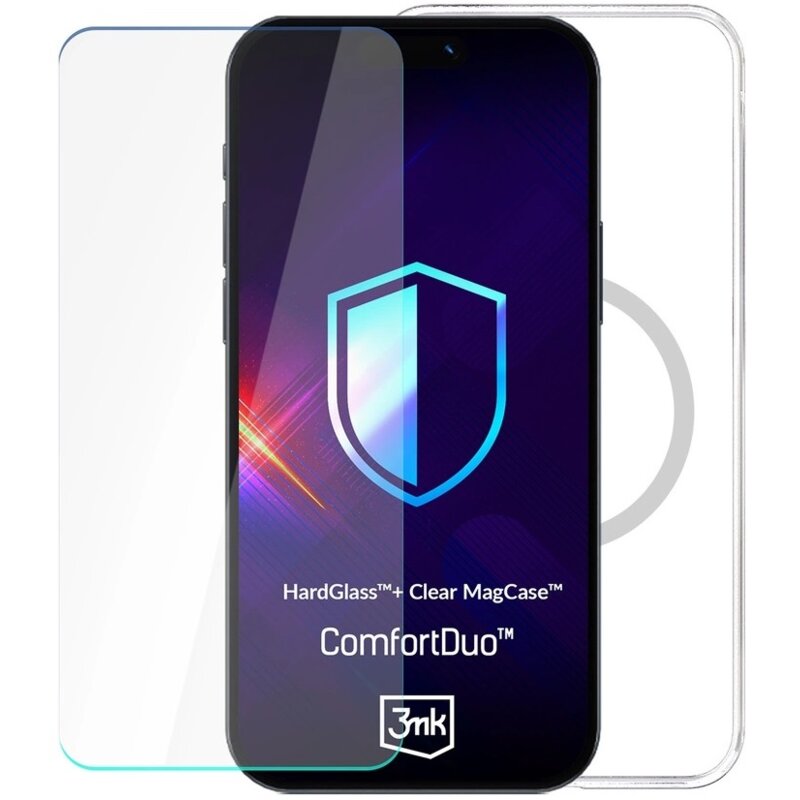 Etui 3MK ComfortDuo Clear MagCase do Apple iPhone 16 Pro Przezroczysty + szkło hartowane