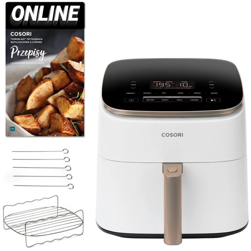 Air Fryer Frytkownica beztłuszczowa COSORI CAF-DC602-WEUR TurboBlaze Chef Edition Biały 6l programator czasowy