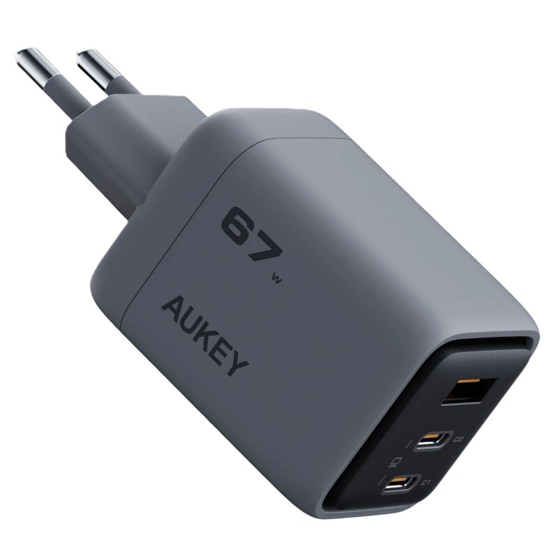 Ładowarka sieciowa AUKEY PA-C3 67W QC5.0 + PD3.0 Szary