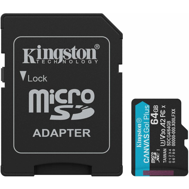 Karta pamięci KINGSTON Canvas Go! Plus microSDXC 64GB + Adapter
