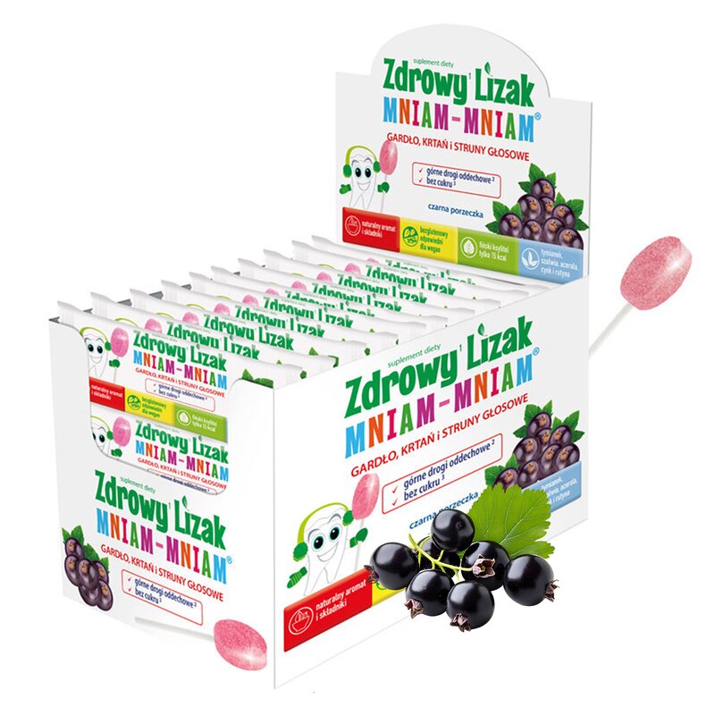 Lizak MNIAM-MNIAM Na gardło Czarnej porzeczki (40 szt.)