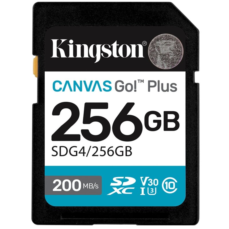Kingston 256GB SDXC Canvas Go! Plus Gen4 200MB/s C10 UHS-I U3 V30