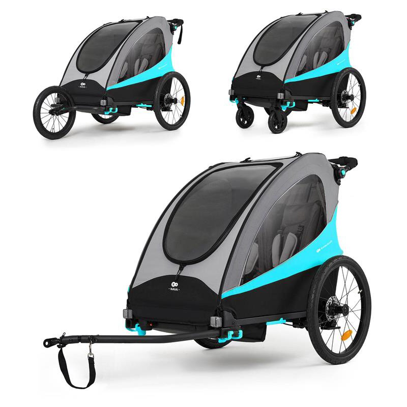 Przyczepka rowerowa KINDERKRAFT Nava 3w1 60kg Pasy Niebieski