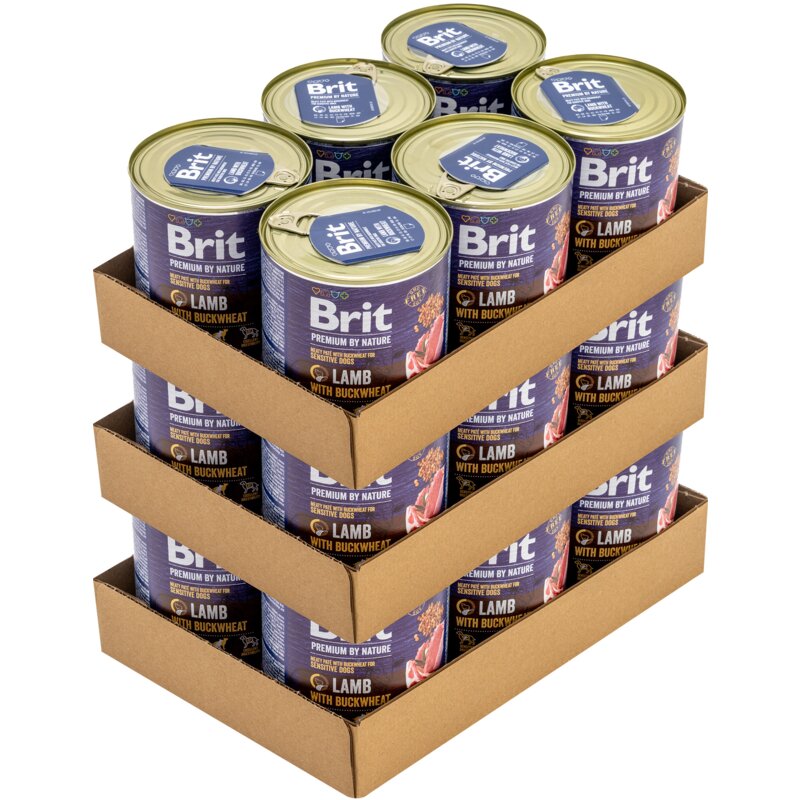 Karma dla psa BRIT Premium By Nature Jagnięcina z kaszą gryczaną 18 x 800 g