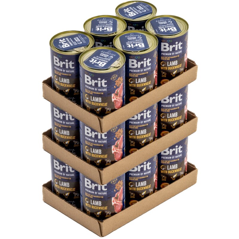 Karma dla psa BRIT Premium By Nature Lamb&Buckwheat Jagnięcina z gryką 18 x 400 g