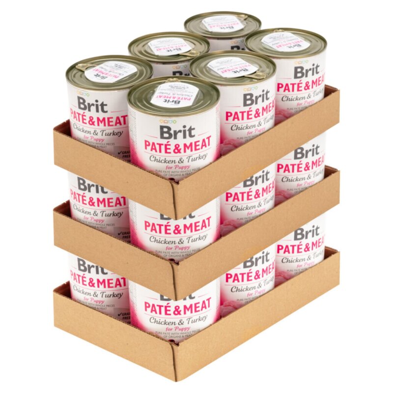 Karma dla psa BRIT Paté & Meat Puppy Kurczak z indykiem 18 x 800 g