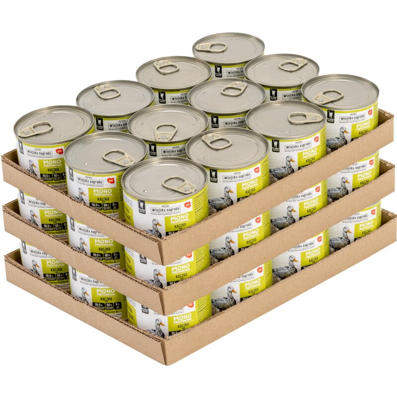Karma dla kota WIEJSKA ZAGRODA Monobiałkowa Kaczka 36 x 200 g