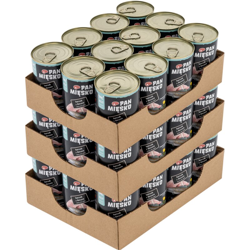 Karma dla kota PAN MIĘSKO Kurczak z dorszem 36 x 400 g