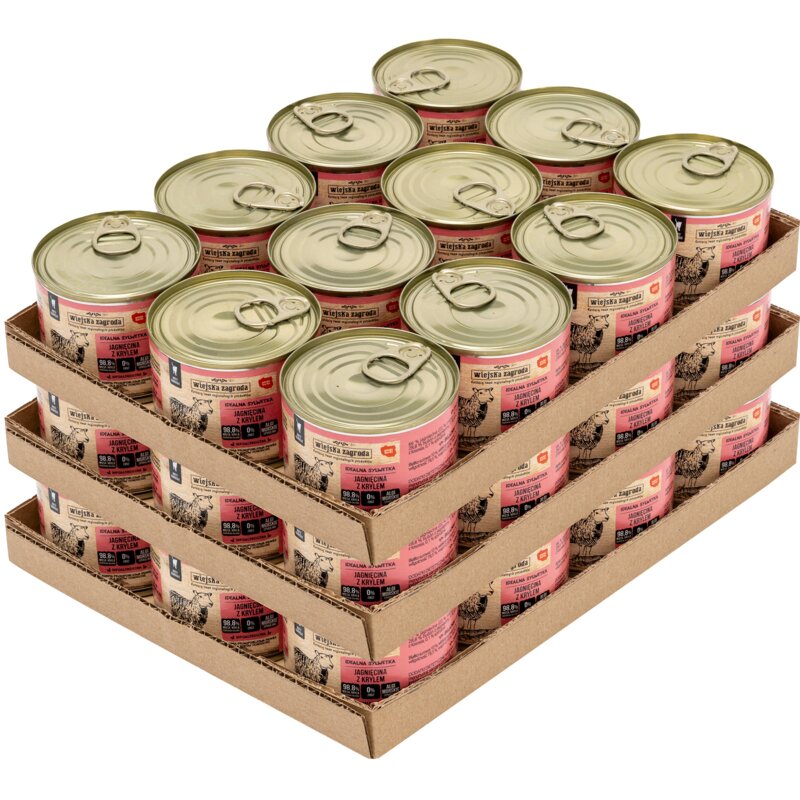 Karma dla kota WIEJSKA ZAGRODA Jagnięcina z krylem 36 x 200 g