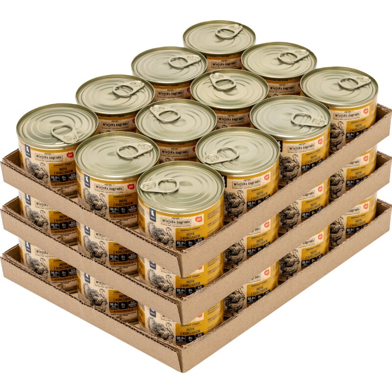 Karma dla kota WIEJSKA ZAGRODA Indyk z kurczakiem 36 x 200 g