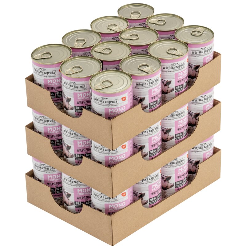 Karma dla kota WIEJSKA ZAGRODA Wieprzowina 36 x 400 g
