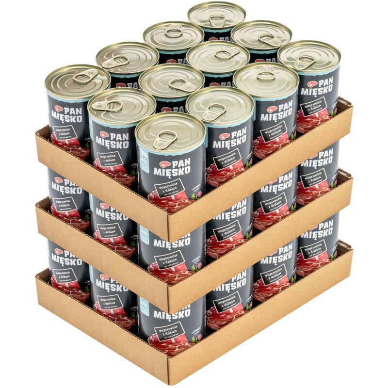 Karma dla psa PAN MIĘSKO Wieprzowina z dzikiem 36 x 400 g