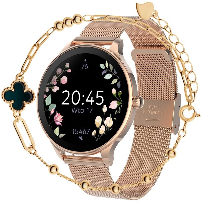 Smartwatch FOREVER Velora SB-306 + bransoletka Verona Różowe złoto