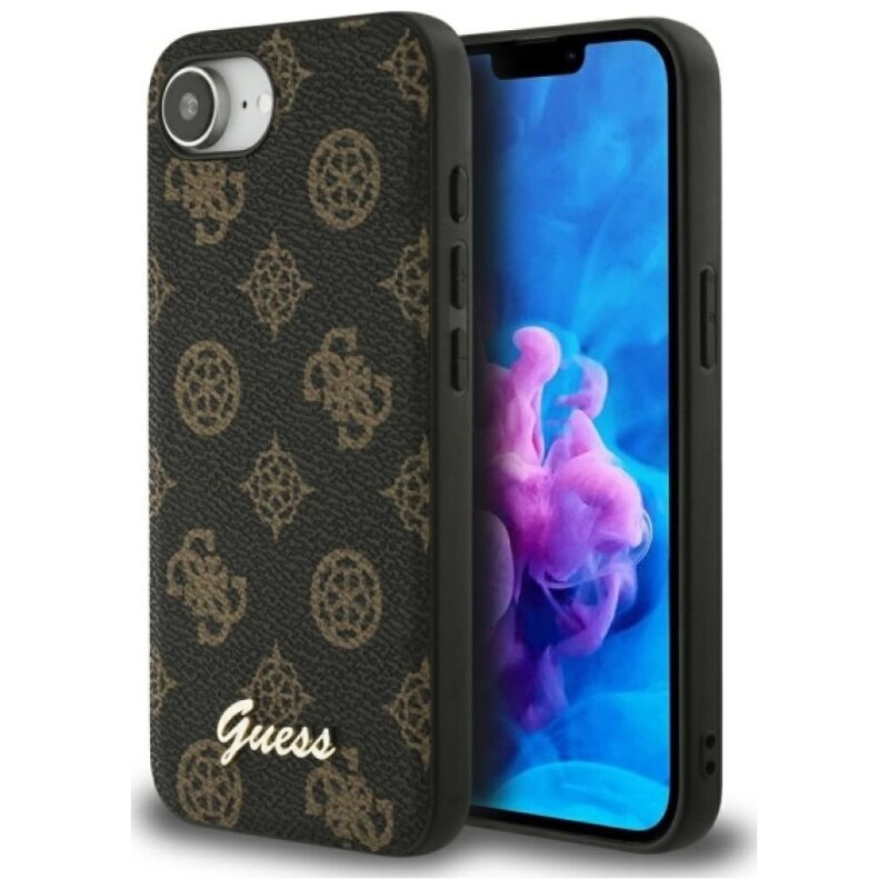 Etui GUESS Peony Script Logo MagSafe do Apple iPhone 16e/17e Czarny