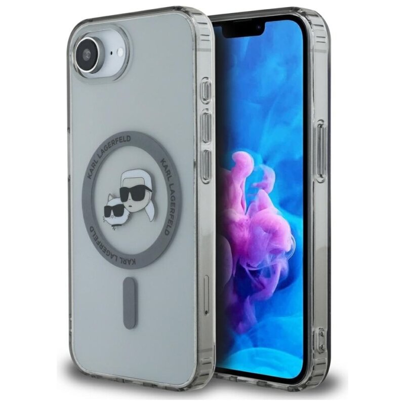 Etui KARL LAGERFELD IML Metal Karl & Choupette Heads MagSafe do Apple iPhone 16e/17e Czarny