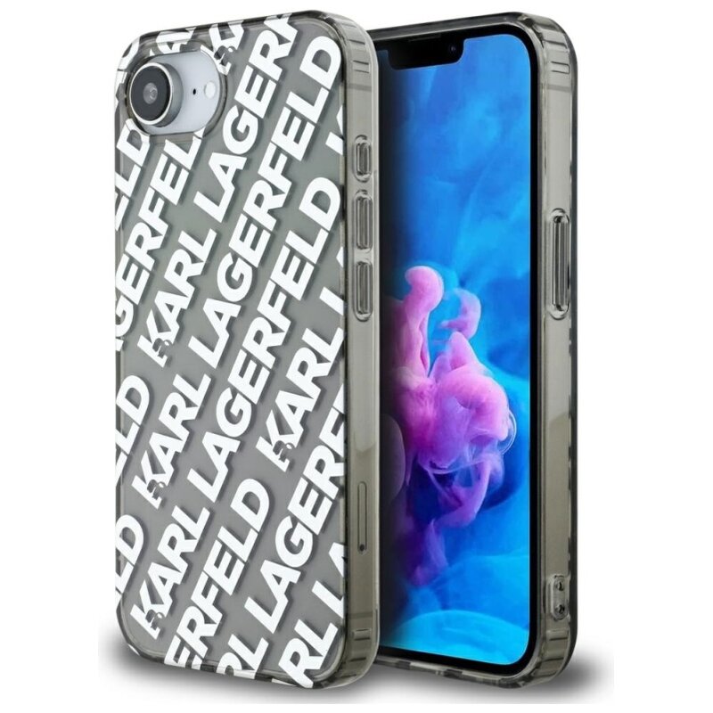 Etui KARL LAGERFELD IML Repeat Logo do Apple iPhone 16e/17e Srebrny