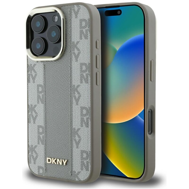 Etui DKNY Checkered Pattern MagSafe do Apple iPhone 16 Pro Max Beżowy