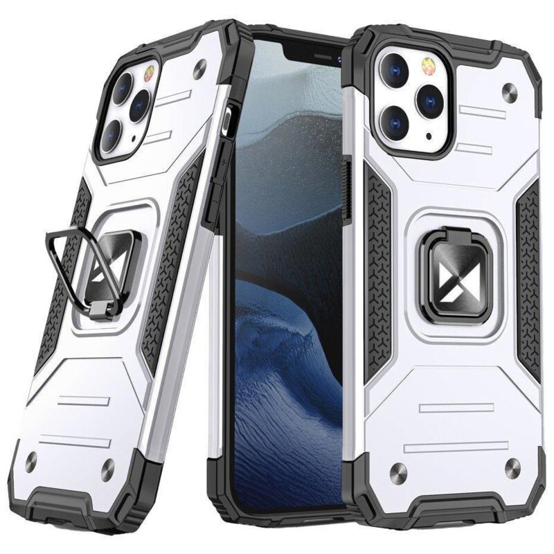 Etui WOZINSKY Ring Armor do Apple iPhone 14 Pro Max Srebrny