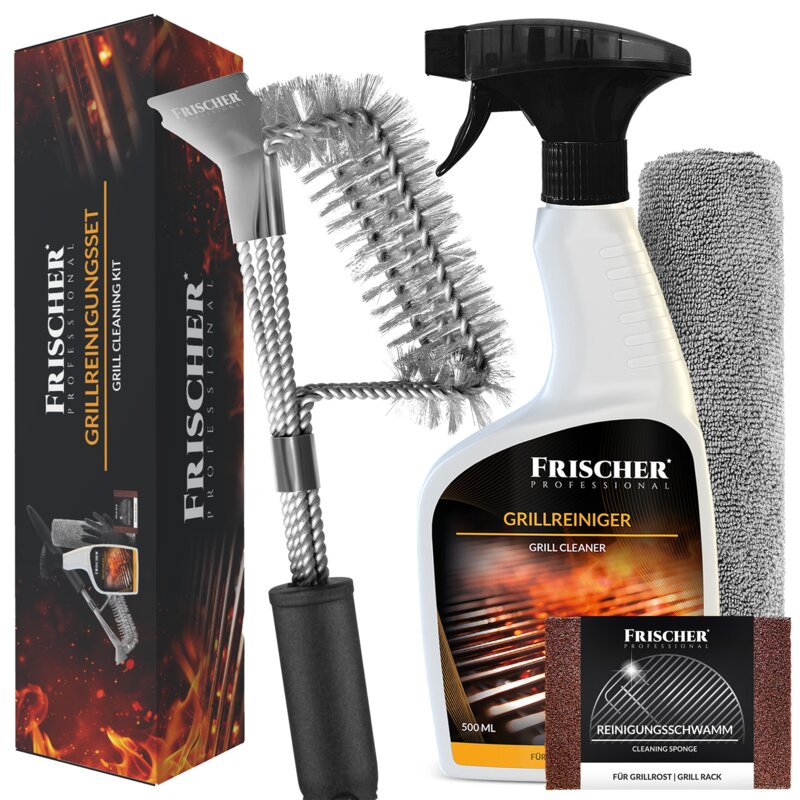 Zestaw czyszczący FRISCHER Professional 500 ml + Gąbka, szczotka, mikrofibra i rękawiczki