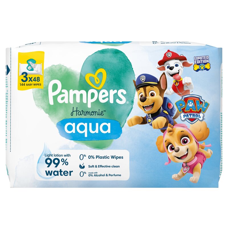 Chusteczki nawilżane PAMPERS Harmonie Aqua Psi Patrol (144 szt.)